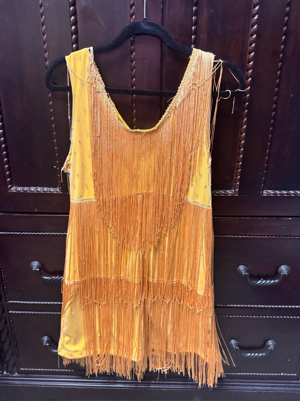 Yellow Fringe Sleeveless Dress